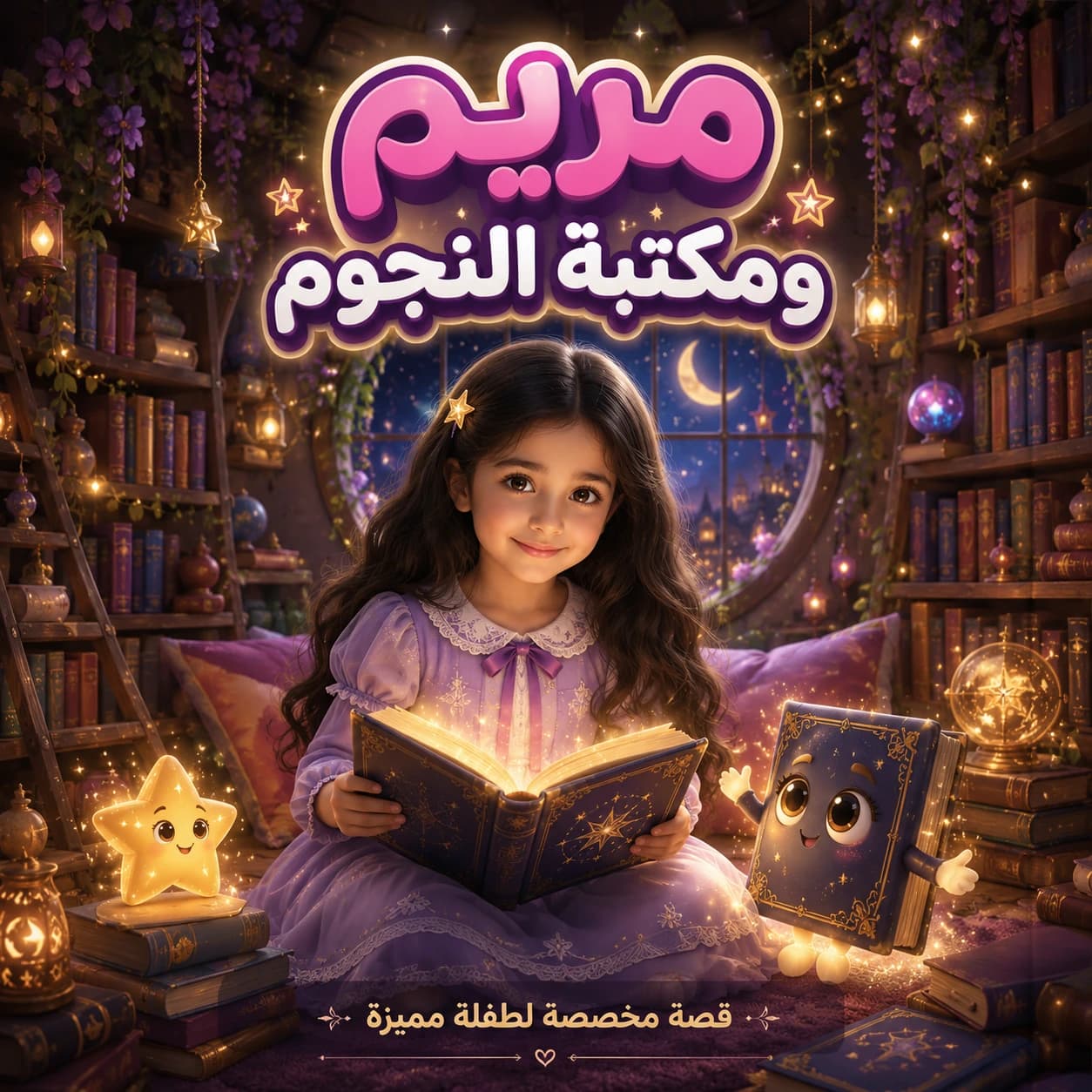 غلاف قصة مريم ومكتبة النجوم